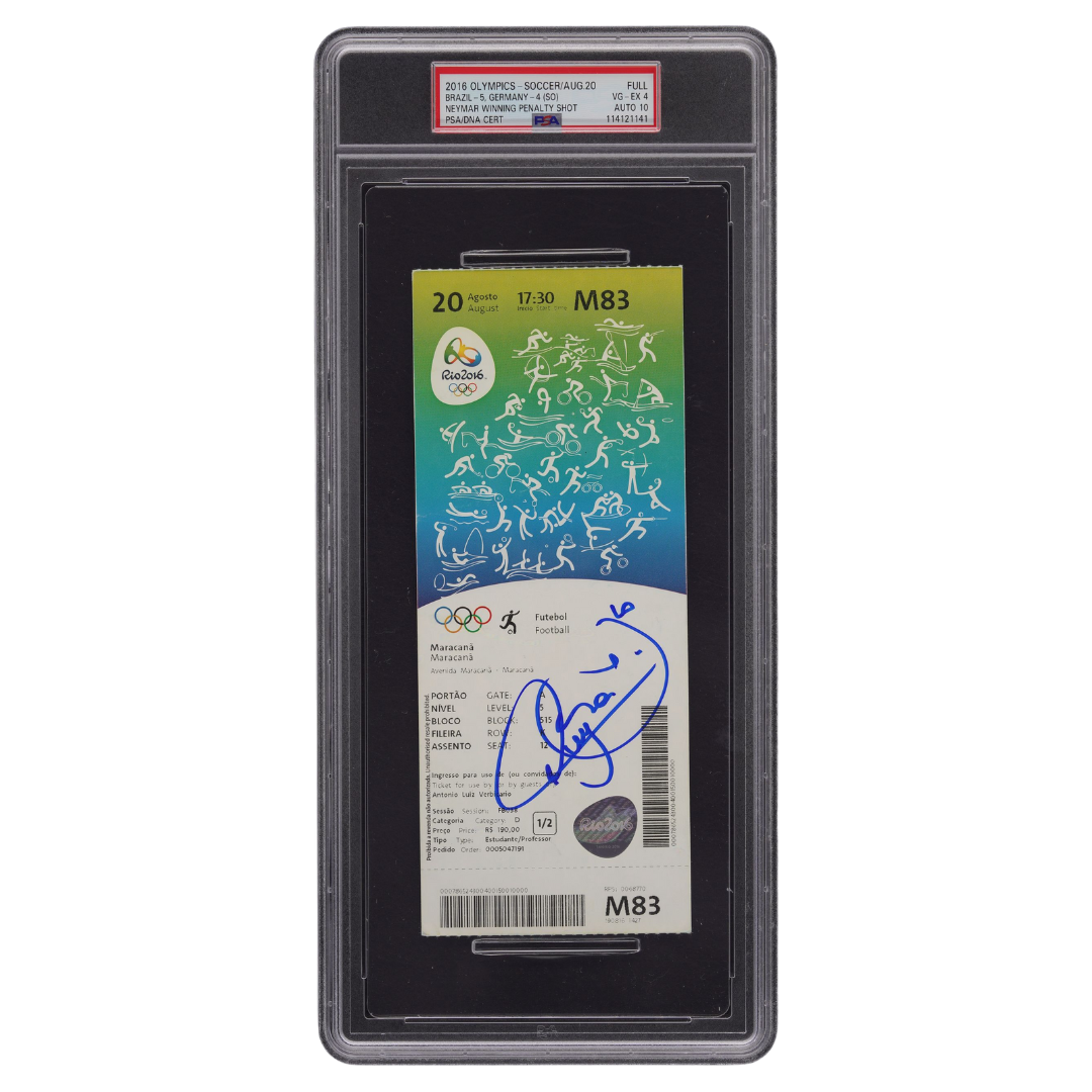 Neymar Jr Signed 2016 Olympic Soccer Final Gold Medal Match Ticket – PSA 4